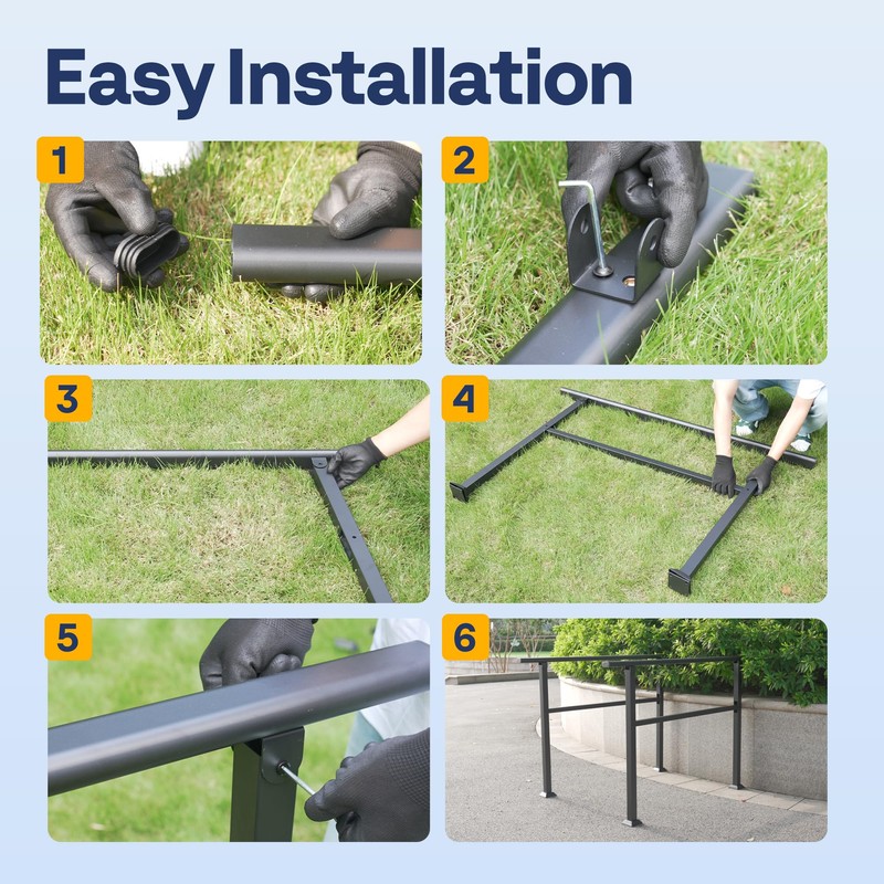VIVOHOME 2-Pack 4 Step Hand Rails for Outdoor Steps, Galvanized