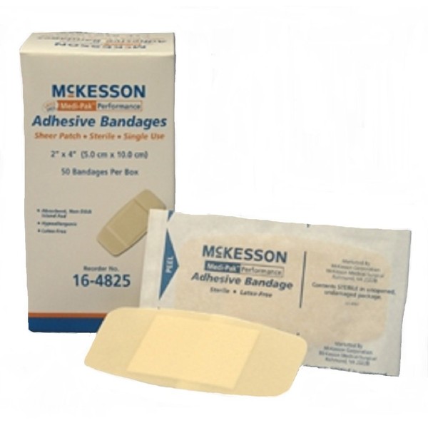 McKesson Performance Brand Adhesive Bandage Patch 2"X4" - Box of 50 - Model 16-4825