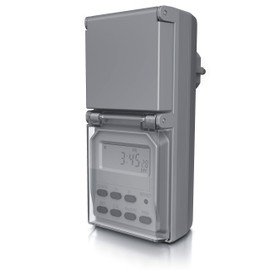 CSL - Outdoor Digital Timer - Random Function - 20 Switching Programmes - 16 Configurations - Timer - Manual Interruption - IP44 - Countdown 99 Hours - Touch Protection - Grey