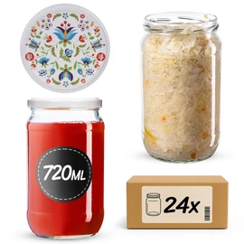 KADAX Preserving Jars 720 ml with Screw Lid fi82 mm for Pickling, Preserving and Meal Preparation - Airtight Twist-off Jars (Flowers, Pack of 24)