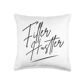 Filler Hustler Filler Injections & Med Spa Pun Hustler Lip Filler Aesthetic Nurse Injector Throw Pillow, 16x16, Multicolor