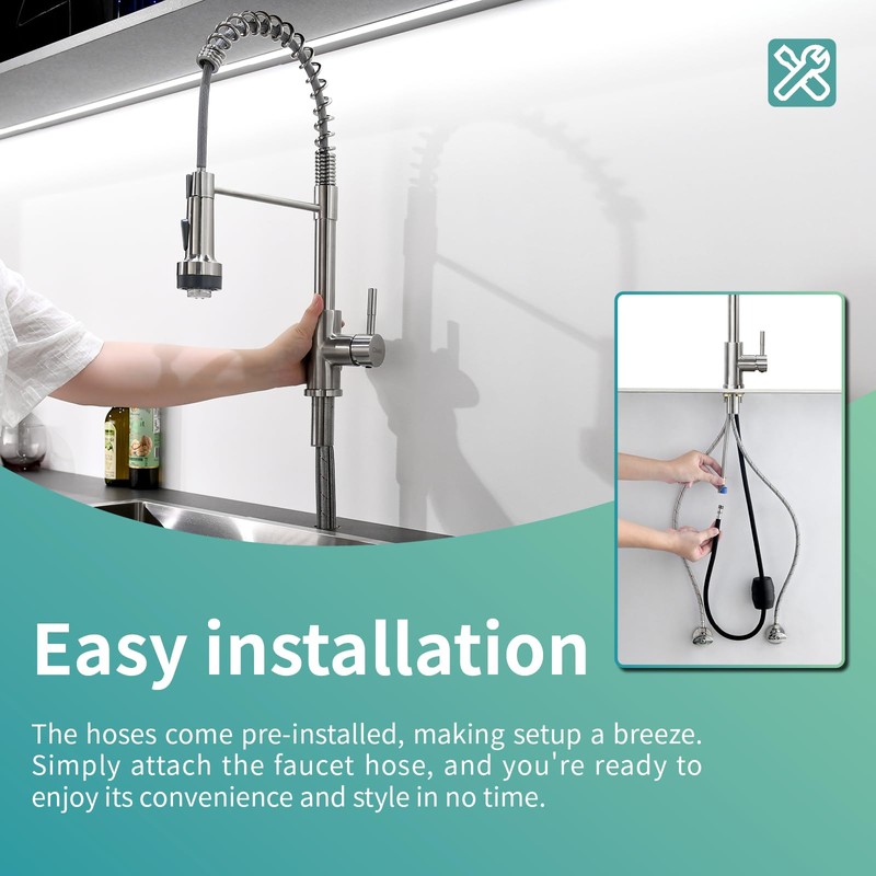 GIMILI Kitchen Faucet with Pull Down Sprayer Single Hole Stainless