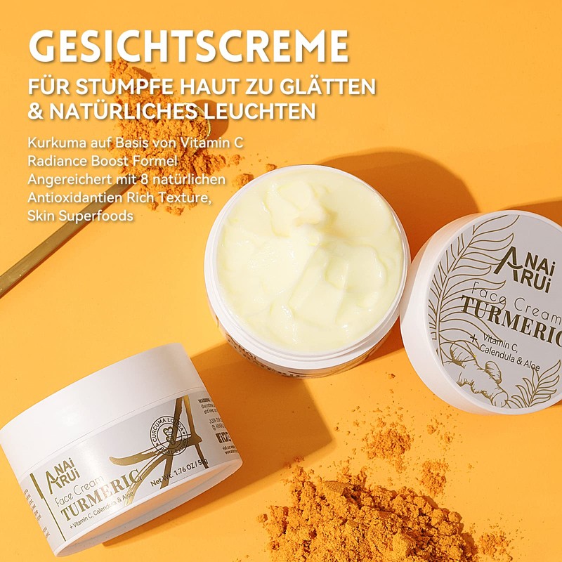 ANAI RUI Facial Moisturuzier, Turmeric Face Cream with Vitamin C