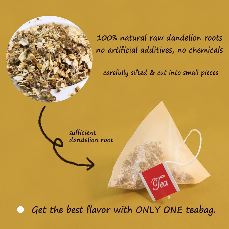 FullChea - Dandelion Root Tea Bags, 100 Teabags, 2.5g/bag -