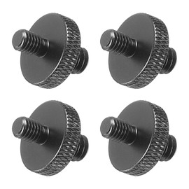 PATIKIL 4 Pack Microphone Tripod Adapter M5 Male to 1/4 Male Thread Tripod Screw Adapter Double Sided Camera Screw for Microphone Tripod Stand Black