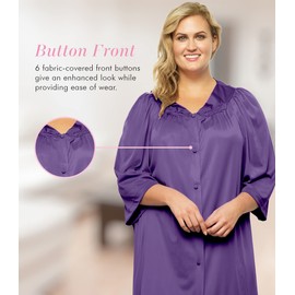 Exquisite Form womens Exquisite Form Women's Button Front Knee Length 10107 Bathrobe, Purple Potion, Medium US