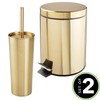 mDesign Metal Steel/Plastic Toilet Bowl Brush/Holder and Round 1.3 Gallon/5L