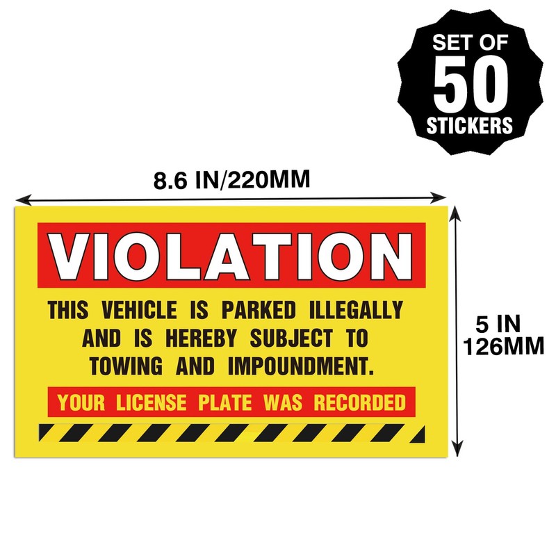 “Violation - Vehicle Illegally Parked, Parking Violation Notice Vehicle is