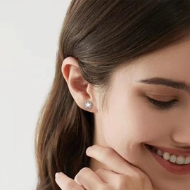 Handpicked Freshwater Cultured Pearl Earrings for Women Hypoallergenic 925 Sterling Silver Cubic Zirconia Studs for Mother Her