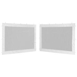 vidaXL 2 x Side Wall Party Tent Side Walls Gazebo Side Panel Garden Tent Wall Tent Wall Tent Wall with Velcro Fasteners 300 x 195 cm Mesh White and Black