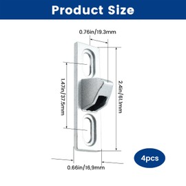 ZIUZI 4 Pcs Sliding Door Keepers, Zinc Alloy Sliding Glass Door Locks Latch with Mounting Screws for Patio, Balcony & Interior Doors (Silver)