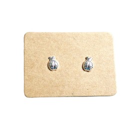 Imposing Stone LADYBIRD Earrings, Sterling Silver 925 with Stud Backs, Very Demure & Mindful, so CUTESY! Christmas Silver tiny Earrings, Silver used from a member of The Association of Jewellers