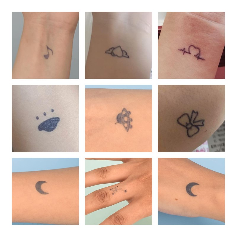 ATOMUS 12pcs Pigment Temporary Tattoos Small Pattern for Fingers Hands