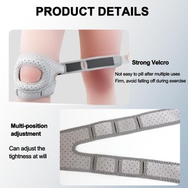 Guiguishiny Patellar Tendon Support Band, Sports Knee Support with Patella Gel Pads, Patella Knee Bandage, Adjustable Knee Support for Men and Women, Elastic and Breathable (Grey, S)