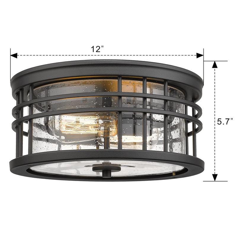 Zeyu Industrial Ceiling Light, Farmhouse Flush Mount Ceiling Light 12