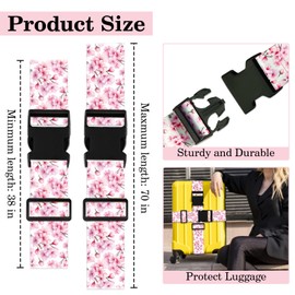 Luggage Straps for Suitcases TSA Approved, Luggage Identifiers for Suitcase, Adjustable Suitcase Strap for Baggage Security with Cute Patten, Travel Necessary Accessories (Peach Blossom)