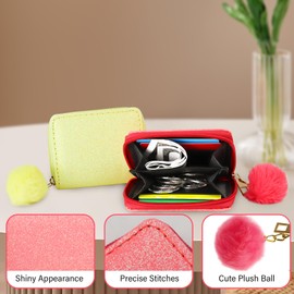 Energather Womens Purse, PU Leather Wallet Small Purses for Women, Cute Women Wallets Ladies Purses with Fur Ball for Shopping, Dating, Travelling, Working (Rose)