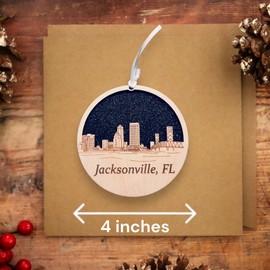Jacksonville Ornament Wooden Souvenir Christmas Tree Decoration with Jacksonville Florida Vacation Gift