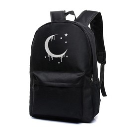 JKDY Gothic Moon School Backpack for Teen Girls Women, Embroidery Bookbags Daypack Laptop Backpack for Men Teens Boys (moon Embroidery)