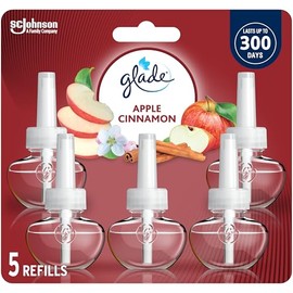 Glade Glade PlugIns Air Freshener Refill, Scented and Essential Oils for Bathroom and Home Fragrance, Apple Cinnamon, 5 Count