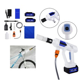 Pressure Washer Electric Powered Cleaner, 270L/H Power Washer High Pressure Cleaner with Spray Nozzles, 3 Speed Regulation, Light-Weight Car Washer with 2x3.0Ah Battery