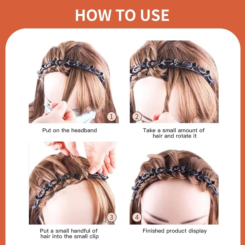 Landrain Pack of 4 Hair Bands with Clips Double Layer