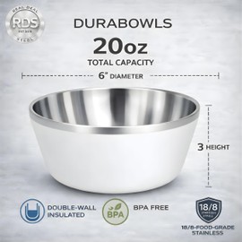 Stainless Steel Insulated Bowls - Set of 4-20 Oz Double Wall Metal Bowls for Ice Cream, Soup, Cereal, Snack, Rice Dish, Camping (Assorted 1 (Black, White, Blue, Natural))