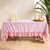 Simihiran Pink Gingham Ruffle Tablecloth 60 x 120 Inch Rectangular