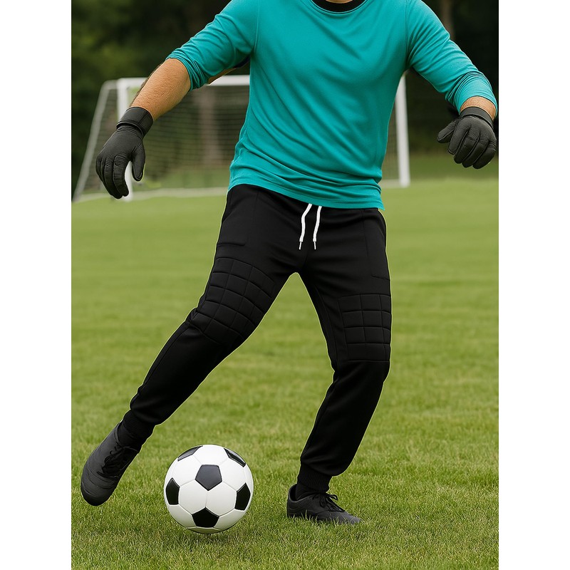Men's Goalkeeper Pants, Goalie Padded Pants (AM) Black