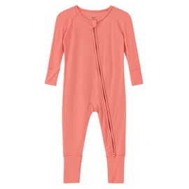 SUZEL Baby Viscose from Bamboo Footless Pajamas Boys Girls Zippy Pjs Sleep 'N Play Romper - 0-24 Months (Coral & Mauve, 3-6 Months)