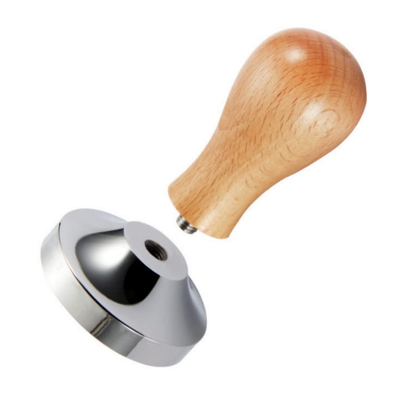 Coffee Tamper 51mm, Flat Base Espresso Coffee Tamper, Wood Handle