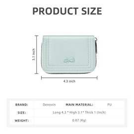 Denovin Credit Card Holder, Coquette Cute Bow Ladies Card Wallet, Business Card Holder Small Wallets Woman for Key, Cash, Change, ID Card (Blue)