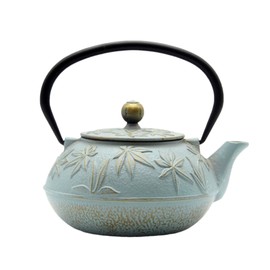 SECHUDO Cast Iron Teapot Tea Kettle with Stainless Steel Infuser for Stovetop Safe Coated with Enameled Interior Japanese Tetsubin with Maple Leaves Pattern(30.4oz/900ml) (Color-5)