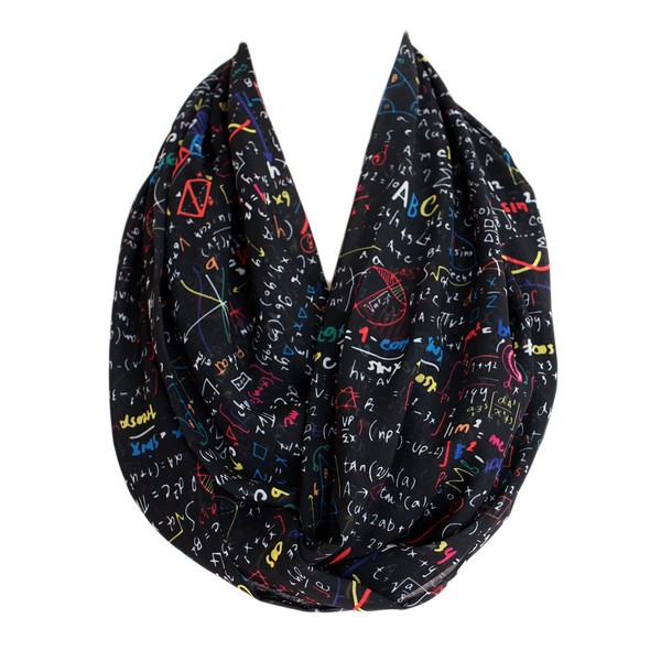 Etwoa's Mathematics Infinity Scarf Circle Geek Scarf (Black)