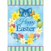 Texupday Happy Easter Eggs Floral Wreath Spring House Flag Outdoor