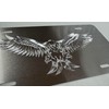 Engraved US American 3D Fierce Eagle Diamond Etched Silver Car