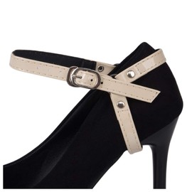 Florawang Detachable Shoe Strap Belt Band for Holding Loose high Heels Pumps (Patent Off White)