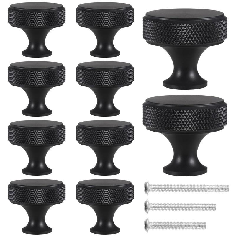 AUTUUCKEE 10 Pcs Cabinet Knobs, Black Cupboard Knobs, Metal Round