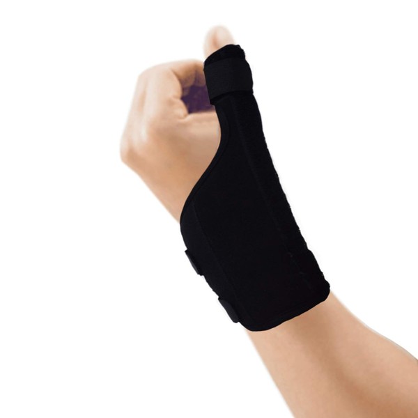 Finger Splint Support Brace, Thumb Brace for Arthritis or Soft Tissue Injuries, Night Wrist Sleep Support Brace, Carpal Tunnel and Relieve for Arthritis - Adjustable, Left Hand (Black-Left, Medium)