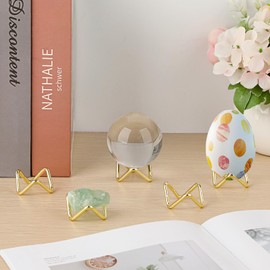 Hipiwe 5 Pack Metal Baseball Display Holder Tennis Ball Display Stand Memorabilia Stand for Display Golf Ball Crystal Ball Decorative Egg Rock Fossil Mineral, X-Small