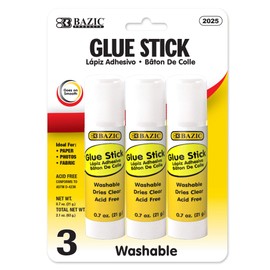 BAZIC Glue Stick 21g/0.7 Oz, Multi-Purpose Acid Free, Glue Sticks Set Ideal for Photos Paper Kids Art Craft at School Home Office (3/Pack), 24-Packs