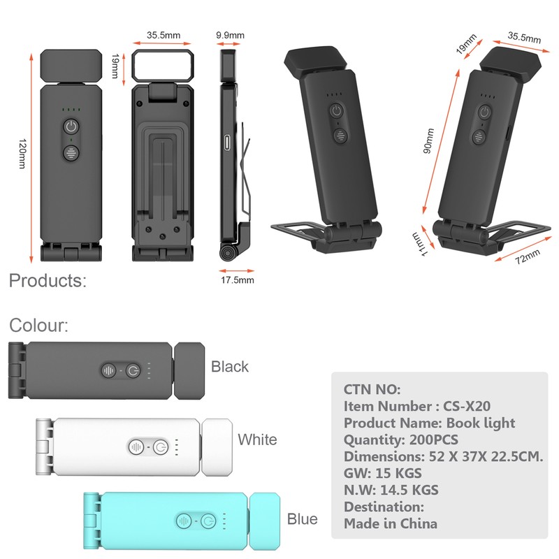 Reading Lights for Books in Bed Portable Clip-on LED USB