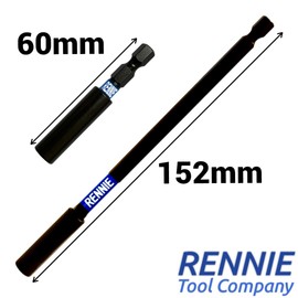 Rennie Tools - 4 Pack 60mm & 152mm Long Impact Duty Screwdriver Drill/Bit Holder Fits Milwaukee Dewalt Bosch Milwaukee WERA etc. Impact Drill Hex Extension Bar/Tool Holders/Adapter