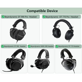 XRHTONG Breathable Replacement Earpads Compatible with Beyerdynamic DT 990 Pro DT 770 Pro DT990 DT770 MMX 300 Headsets Ear pads Cushion(Punched Protein Leather/Memory Foam)