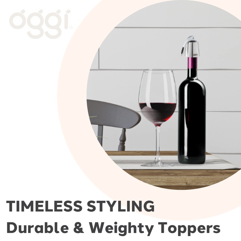 OGGI Bottle Stopper Set of 2 - Stainless Steel Wine