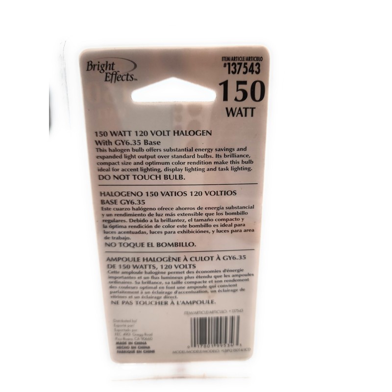 150 Watt 120 Volts Halogen GY6.35 Base