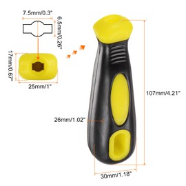 HARFINGTON 3pcs Rubber File Handle 4.21 Inch Round and Rectangular Hole Ergonomic Handles for 10" Metal Files