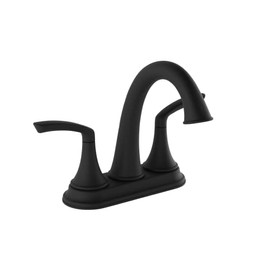 Symmons Elm 4 in. Centerset Two-Handle Bathroom Faucet with Push Pop Up Drain in Matte Black (1.0 GPM), Large