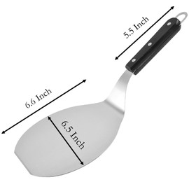 Pizza Peels, 6.5 Inch x 6.6 Inch Stainless Steel Circular Arc Shape with Wood Handle Pizza Shovel Holder (1)
