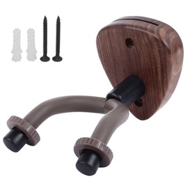 Guitar Neck Hanger Wall Mount Hook Stand with Wooden Base String Instrument Holder for Bass Banjo Violin Regular Type
